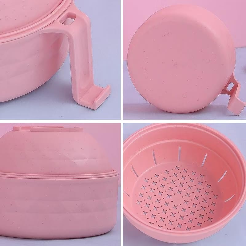 Microwave Ramen Bowl,Microwave Ramen Cooker with Lid,Plastic Mixing Salad Pasta Fruit Rice Cereal Instant Noodles Soup Maker Plate Bowls Set Kitchen College Dorm Room Essentials,Purple