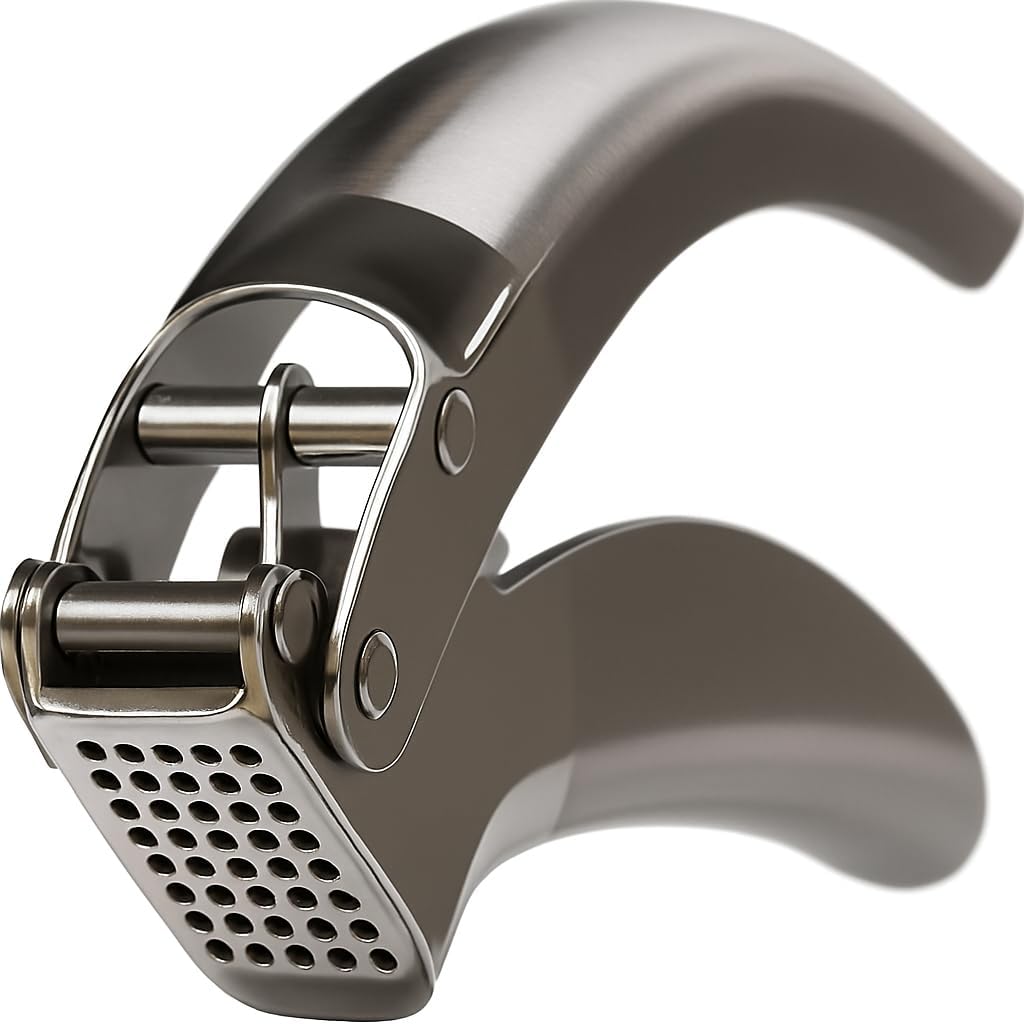Heavy Duty Garlic Press, No Peeling Needed, Stainless Steel Professional Garlic Mincer & Crusher, Dual Lever-Assisted Design with Large Capacity Chamber for Effortless Garlic Crushing.
