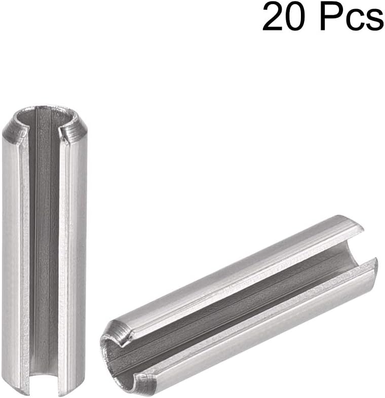 uxcell Slotted Spring Pin - M4 x 30mm 304 Stainless Steel Split Spring Roll Dowel Pins Plain Finish 20Pcs