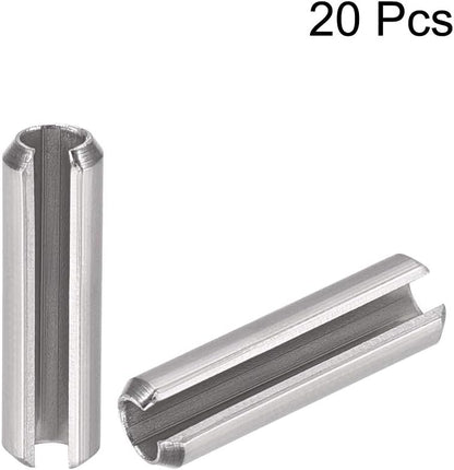 uxcell Slotted Spring Pin - M4 x 30mm 304 Stainless Steel Split Spring Roll Dowel Pins Plain Finish 20Pcs