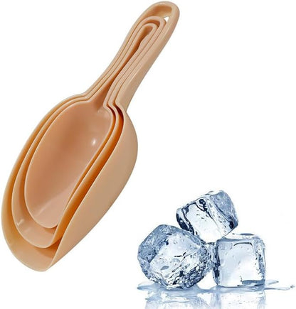 Set of 3 Ice Scoop, Plastic Kitchen Ice Scoop for Canisters or Ice Maker, Food Scoops for Canisters, Freezer, Flour, Dry Foods, Coffee Beans, Pop Corn, Pet Dog Cat Food (Blue)