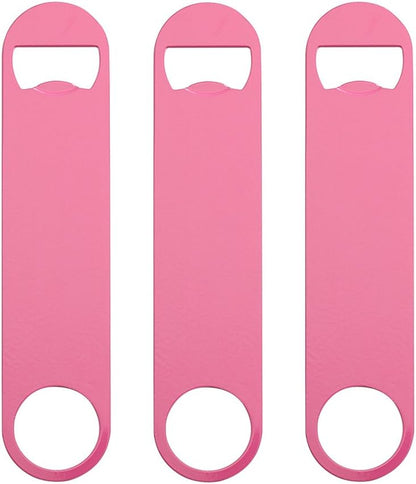3 Pack 7" Heavy Duty Flat Bottle Opener, Pink