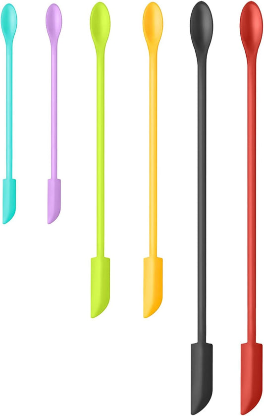 Silicone Spatula Set (6Pcs) - Mini Scraper Tool for Beauty & Food - Reach Every Last Drop, Multi-Size Spatulas for Makeup Jars, Lotion Bottles & Kitchen Containers (Color #1)