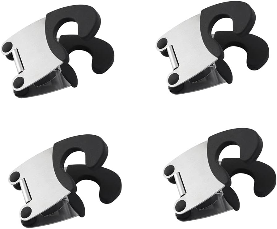 Pot Spoon Holder Pot Clip Holder Anti Scald Silicone Grip for Spoon Spatula Fork Cooking Utensils Spoon Rest Kitchen Accessories Tools 4 pieces (Black)