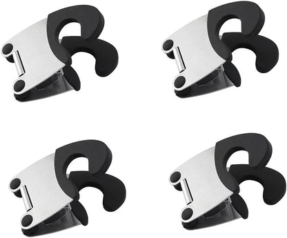 Pot Spoon Holder Pot Clip Holder Anti Scald Silicone Grip for Spoon Spatula Fork Cooking Utensils Spoon Rest Kitchen Accessories Tools 4 pieces (Black)