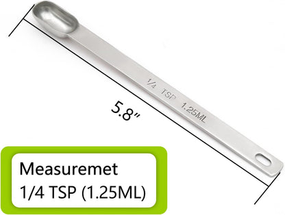 2PCS 1tsp (1/3tbsp, 5ml) Single Measuring Spoon, Stainless Steel Long Handle Individual Teaspoons Only