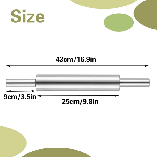 17'' Stainless Steel Rolling Pin, Smooth Dough Roller for Baking, Pizza, Chapati, Cookies, Noodles, Dough Pie, Easy to Clean