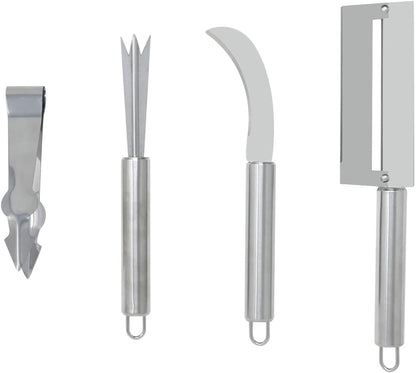 Honbay 4PCS Stainless Steel Pineapple Peeler Tool Pineapple Eye Remover Pineapple Sugarcane Peeling Kinves for Home Kitchen Store Supermarket Fruit (4 Style)