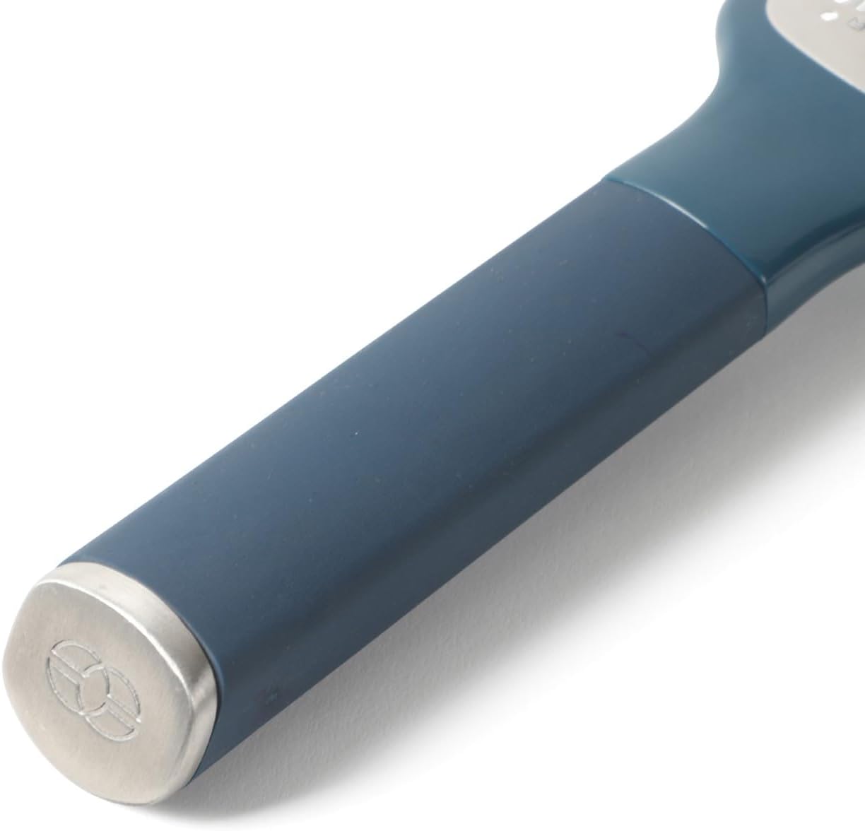 Calphalon Edge Stainless Steel Handheld Grater Lemon Zester W/Cover & Rubber Handle - Navy Blue