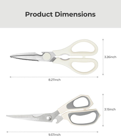 OOU Scissors Titanium Kitchen Scissors Heavy Duty, Scissors all Purpose with Bottle Opener & Nutcracker, Dishwasher Safe Kitchen Shears for Meat, Chicken, Vegetables, Seafood & Herbs, Black