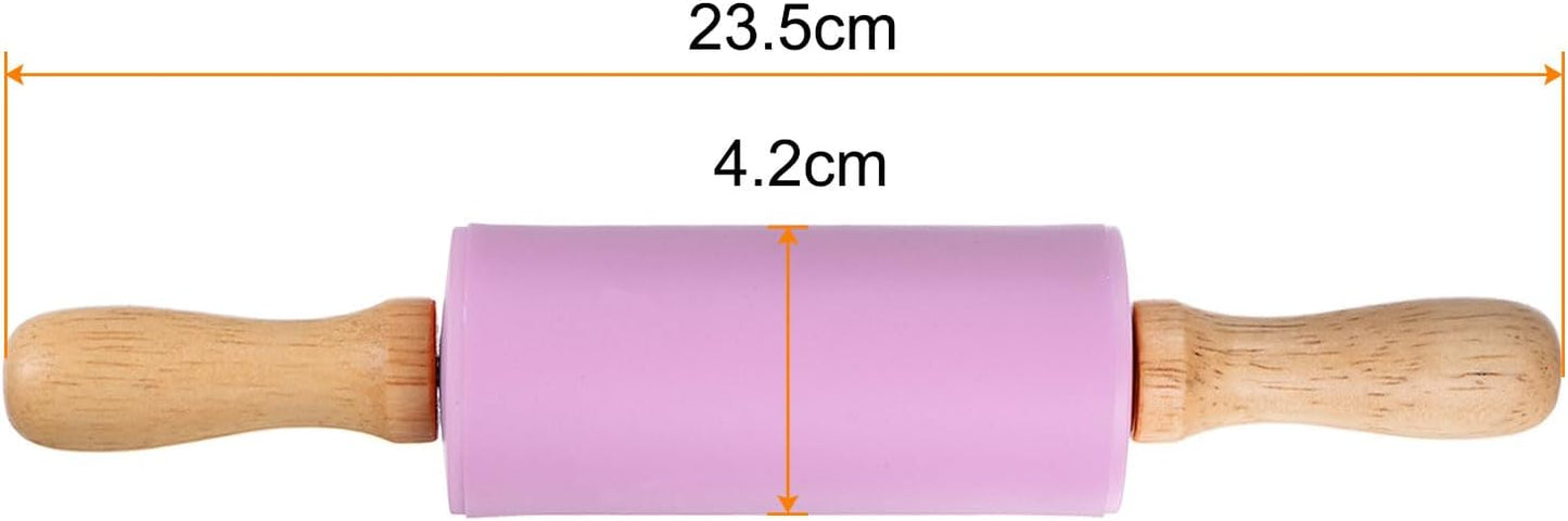 HARFINGTON Silicone Rolling Pins for Baking 12.2 Inch Non-Stick Silicone Surface Wooden Handle Rolling Pin Small Roller Playdough Rolling Pins for Fondant Kitchen Dough Pizza, Green
