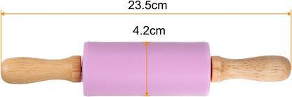 HARFINGTON Silicone Rolling Pins for Baking 12.2 Inch Non-Stick Silicone Surface Wooden Handle Rolling Pin Small Roller Playdough Rolling Pins for Fondant Kitchen Dough Pizza, Green