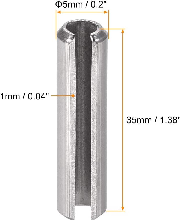 uxcell Slotted Spring Pin - M4 x 30mm 304 Stainless Steel Split Spring Roll Dowel Pins Plain Finish 20Pcs
