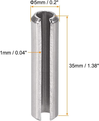 uxcell Slotted Spring Pin - M4 x 30mm 304 Stainless Steel Split Spring Roll Dowel Pins Plain Finish 20Pcs