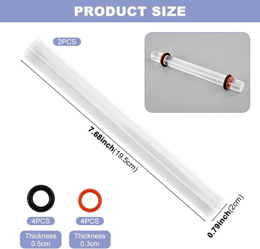 Polymer Clay Tools, 2Pcs Acrylic Rolling Pin with Thickness Rings Kit, Air Dry Clay Tools Clear Slab Roller Supplies Art Craft DIY Tool