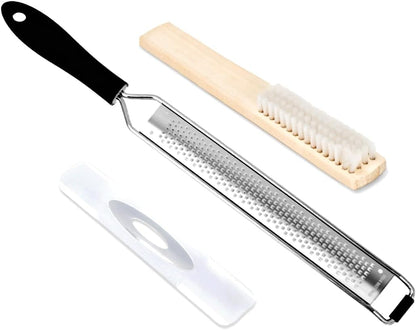 Cleaning Brush Included/Premium Stainless Steel Kitchen Grater - Sharp Handheld Zester for Cheese, Lemon, Garlic & Chocolate.