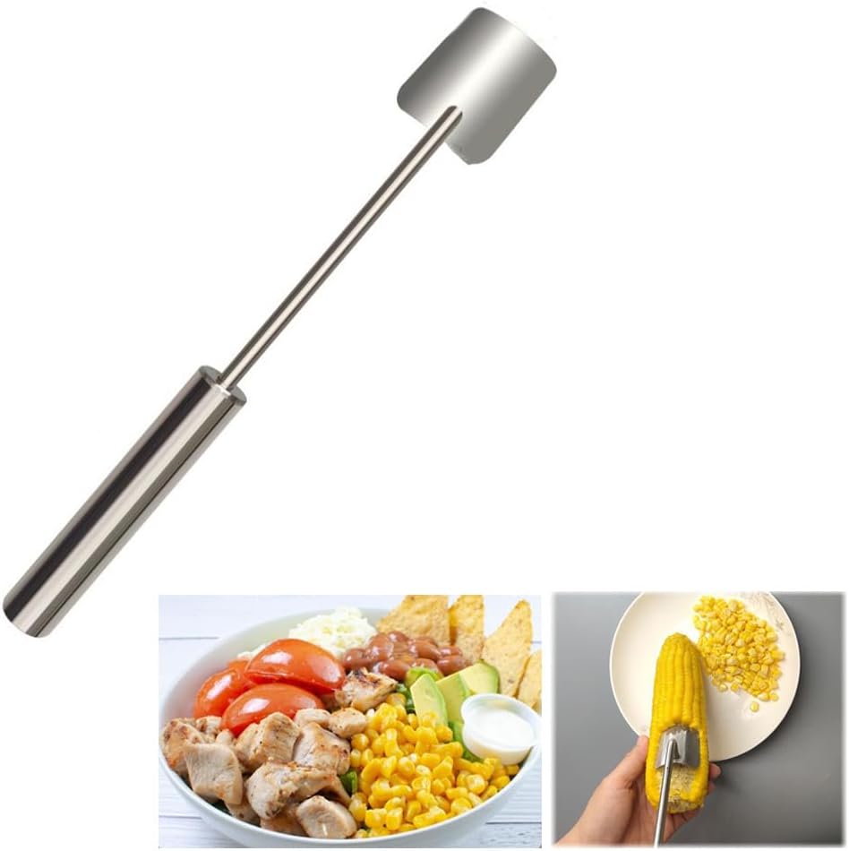 Corn Peeler for Corn on the Cob,Long Handle Stainless Steel Corn Cob Stripper Tool,Corn Kernel Remover Tool for Home Kitchen (Peeler with Hook)