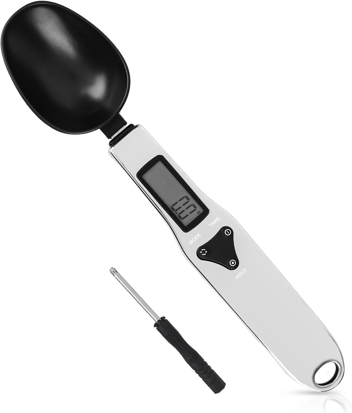 Electronic Food Measuring Spoon, Stainless Steel Digital Scoop Scale Small Baking Weight Cup with LCD Display 300g/0.1g High Precision Gram Kitchen Gadgets for Home Kitchen