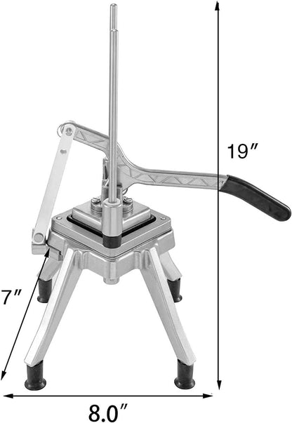 2-in-1 Commercial Juicer & Vegetable Chopper – Heavy Duty Cast Iron Manual Citrus Press with Stainless Steel Food Dicer, French Fry Cutter, 1/2" 3/8" 1/4" Blades for Potatoes