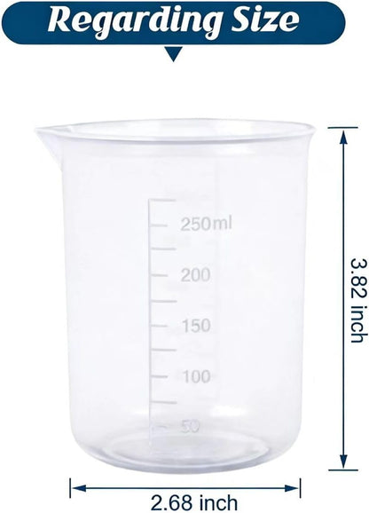 Plastic Measuring Cups, 100ml, Set of 15, for Liquid Measurement and Scientific Experiments