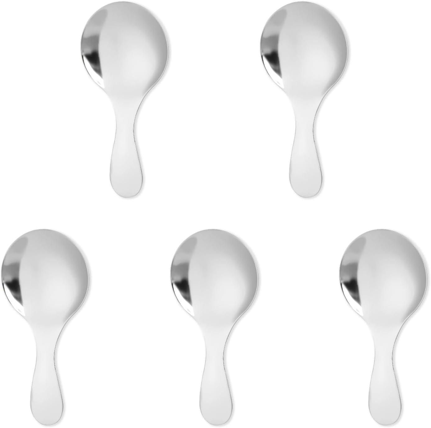 5 PCS Short Handle Spoons Gold Mini Scoops Stainless Spoons for Canisters Small Coffee Scoops Candy Scoops for Condiments Tea Desserts Coffee