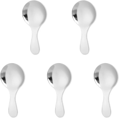 5 PCS Short Handle Spoons Gold Mini Scoops Stainless Spoons for Canisters Small Coffee Scoops Candy Scoops for Condiments Tea Desserts Coffee