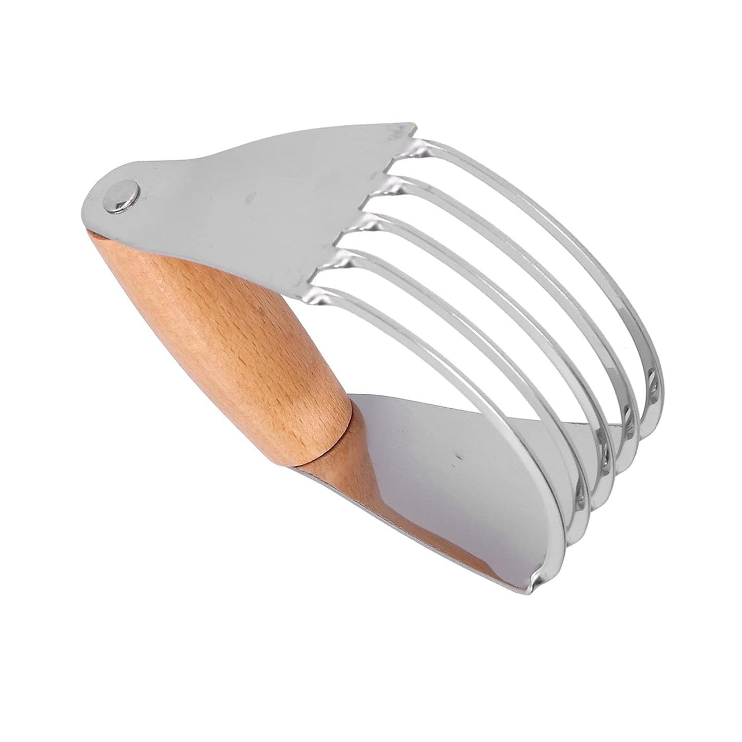 Stainless Steel Heavy Duty Dough Blender and Pastry Cutter Professional Kitchen Baking Tool for Flaky Pastries and Crispy Crusts (Wood Color)