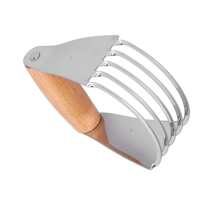 Stainless Steel Heavy Duty Dough Blender and Pastry Cutter Professional Kitchen Baking Tool for Flaky Pastries and Crispy Crusts (Wood Color)