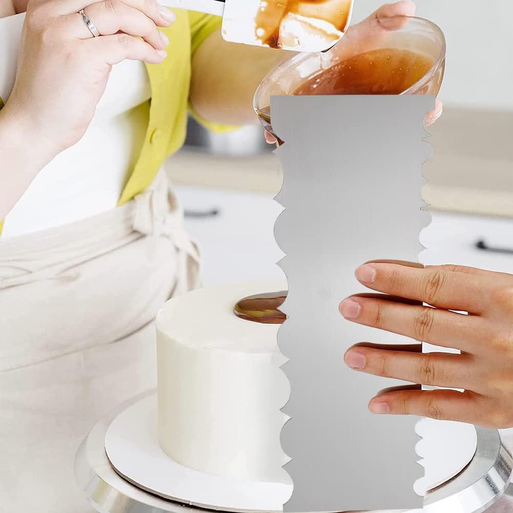 8.6 Inch Stainless Steel Cake Scraper Metal Scraper for Cake Smoother Leveler Scraper Cake Decorating Comb Cake Cutter for Mousse Butter Cream