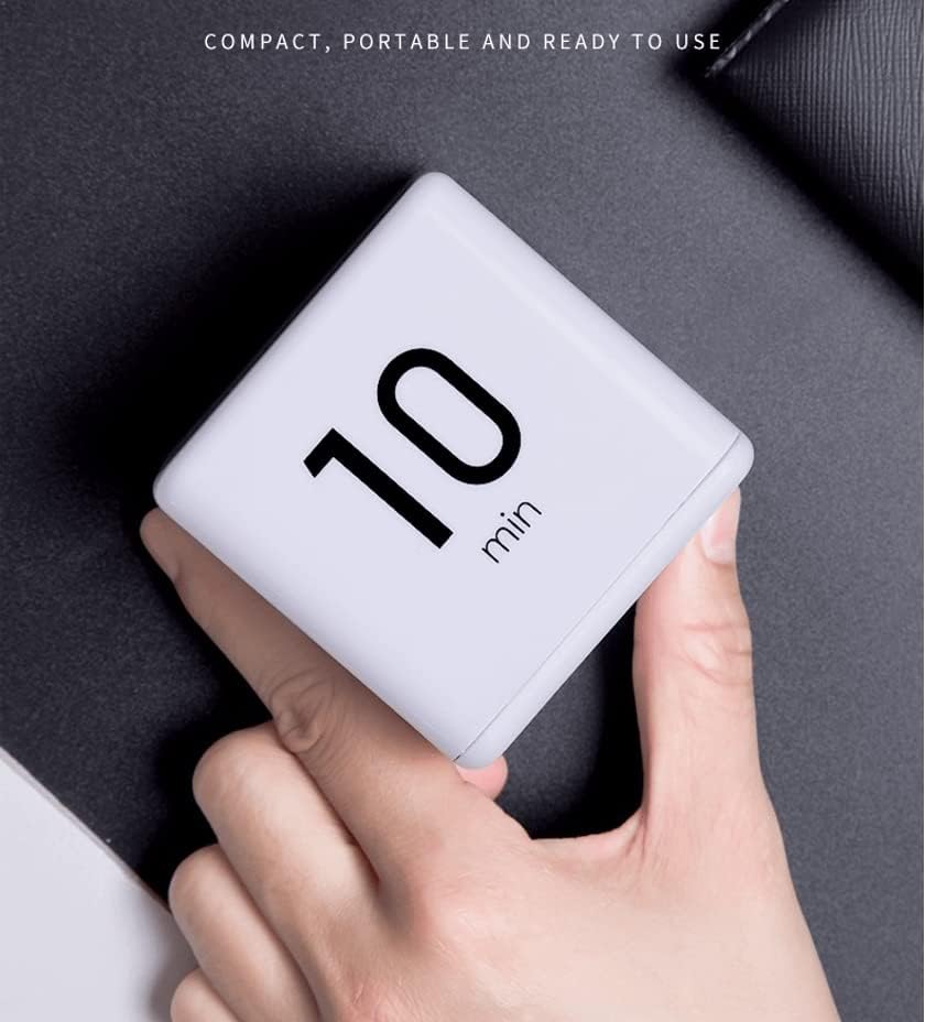 Feilifan Cube Timer, Productivity Cube Rotating Timer for Kitchen Studying Workout Classroom Kids ADHD 1-3-5-10 Minute Preset, White