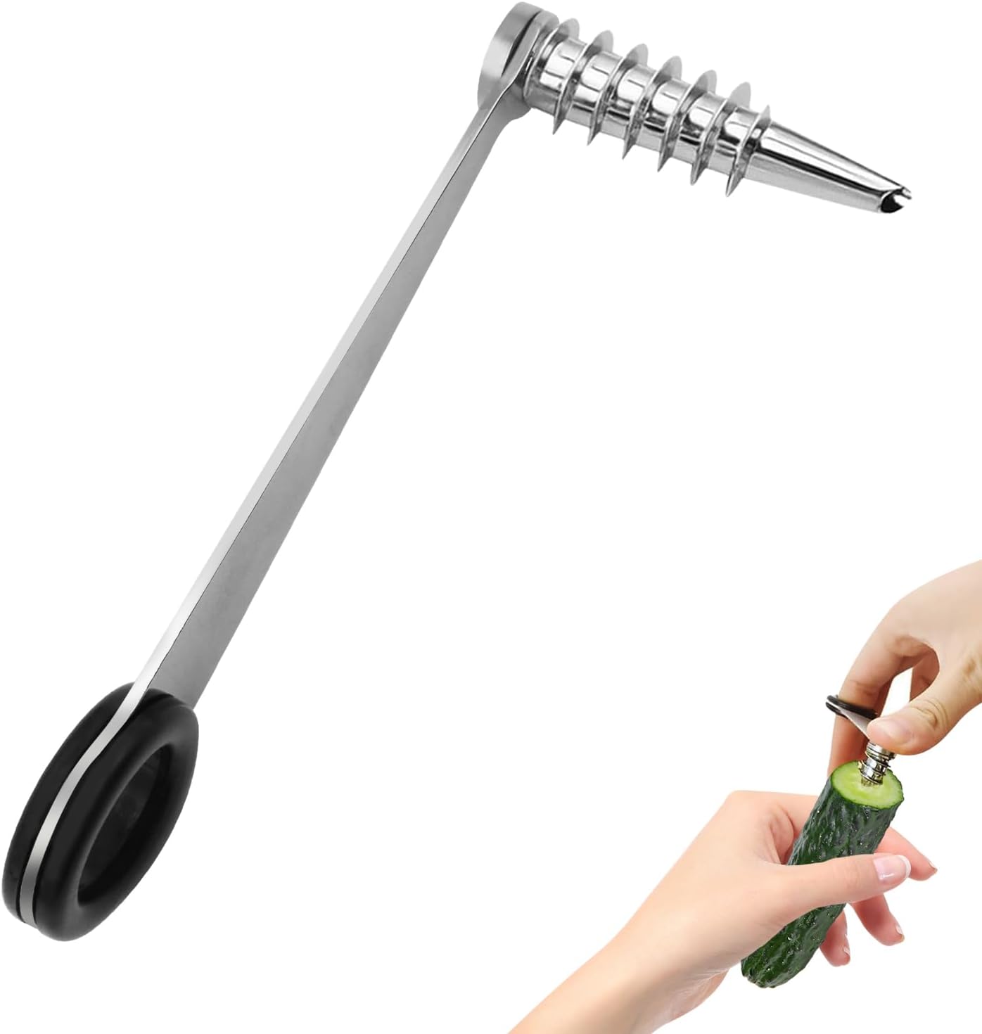 Stainless Steel Flower Curler, Piranha Spiral Cutter Tools, Stainless Steel Kitchen Tools, Easy to Clean Suitable for Cutting Zucchini Potatoes Cucumbers Carrots