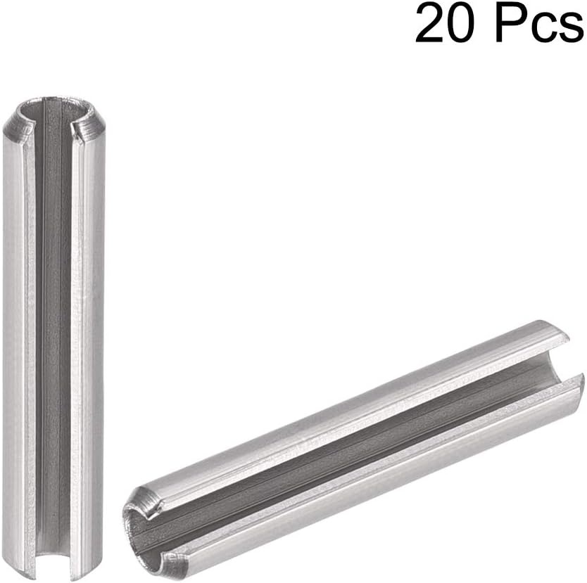 uxcell Slotted Spring Pin - M4 x 30mm 304 Stainless Steel Split Spring Roll Dowel Pins Plain Finish 20Pcs