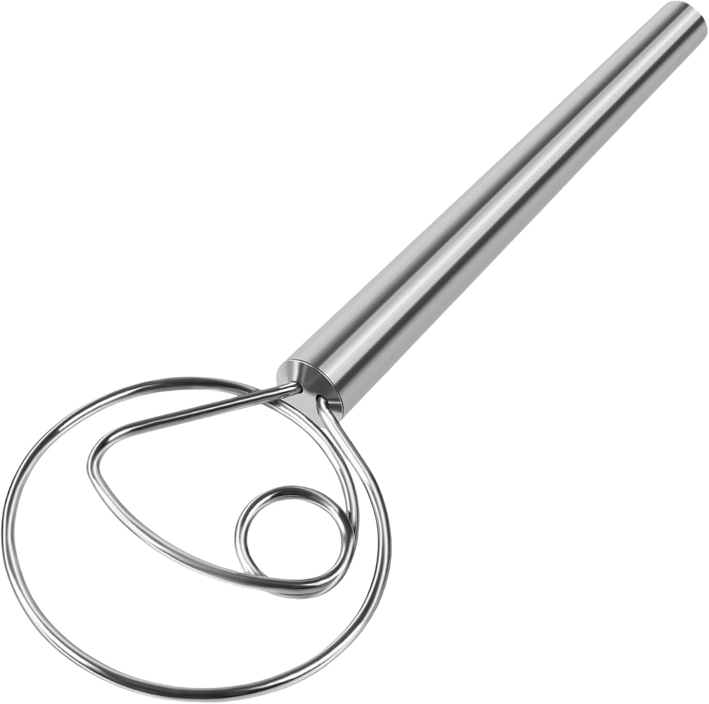 Danish Dough Whisk Dutch Bread Mixer Stainless Steel Hook Wooden Handle Baking Tools for Sourdough Pizza Pastry Cake Batter Making