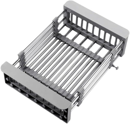 Dish Drying Rack, Kitchen Sink Colander, Expandable Colander, Stainless Steel Sink Strainer with Adjustable Boom, Suitable for Vegetables and Fruits