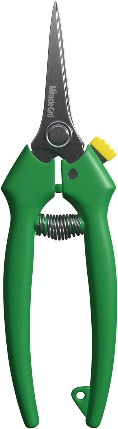 Miracle-Gro 8 in. All-Purpose Steel Garden Utility Shears with Serrated Blades – Comfort Grip Yard and Garden Scissors for Pruning Plants, Flowers, and Herbs