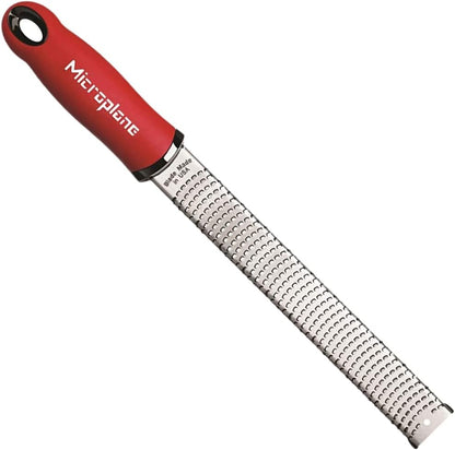 Premium Classic Series Zester - Pomegranate Red | Lemon Zester tool, Hard Cheese & Vegetable Grater | For Citrus, Parmesan Cheese, Garlic, Ginger, Nutmeg | Fine Stainless Steel Blade, Made in USA