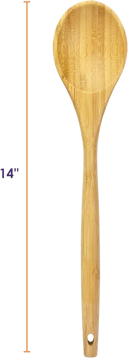 Totally Bamboo 14" Spaghetti Spoon – Natural Bamboo Pasta Server with Teeth | Eco-Friendly, Nonstick Safe, Durable Kitchen Utensil
