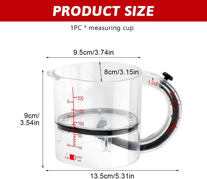 4-in-1 Adjustable Measuring Cup, Multi-Functional Measuring Cup with Adjustable Base & Scraper-Style Seal Base, Space-Saving Easy to Clean for Cooking and Baking & Ingredients