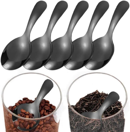 5 Pack Short Handle Scoops for Containers - Stainless Steel Small Scoops for Salt Sugar Coffee Tea Dessert (Gold)