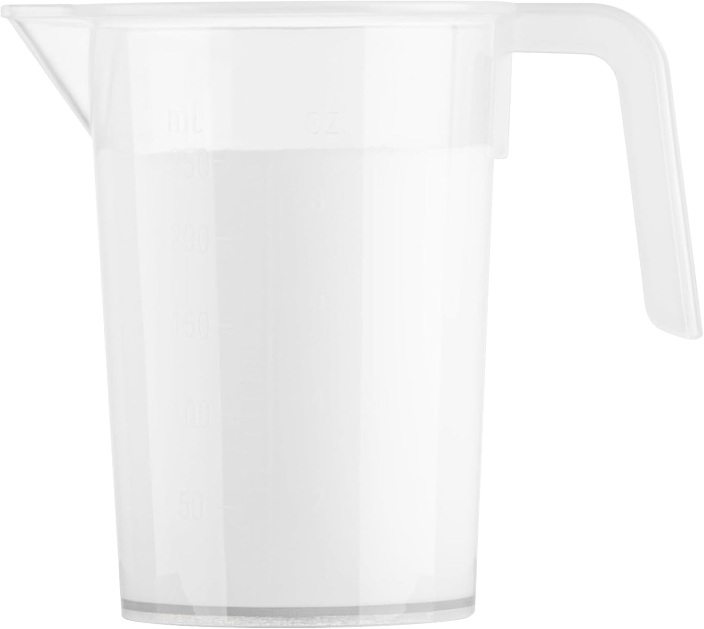 Restaurantware Measuring Cup, 8 Ounce Pack of 1 Conical Spout Liquid Scaling Vessel Embossed Ml and Oz Graduations, Clear Plastic Measuring Cup with Handle, For Cooking Baking For Oil Flour