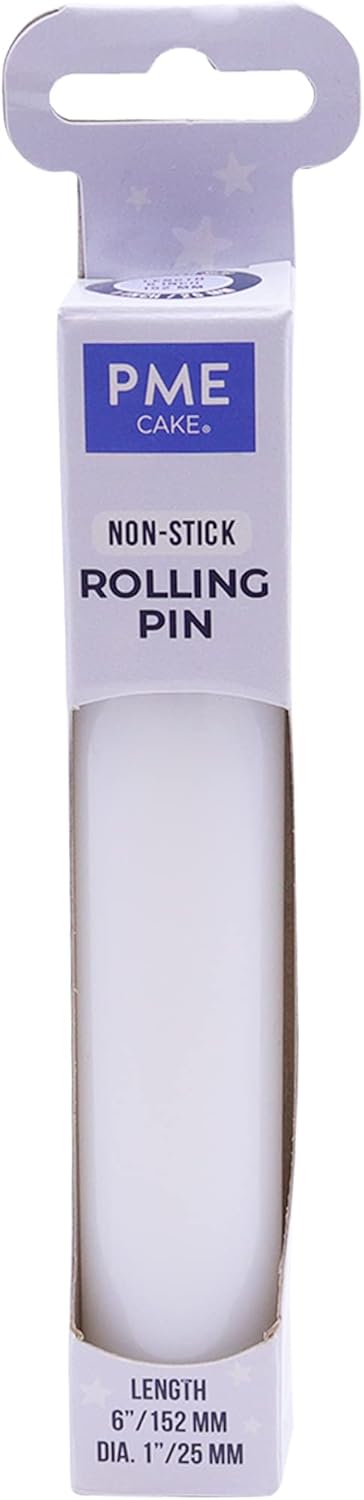 Knights Bridge Global PP85 PME Non-Stick Polyethylene Rolling Pin, 6" for Cake & Cookie Decorating, White, 6"
