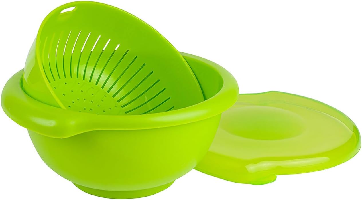 Hutzler 3-in-1 Berry Bowl Keeper, Colander & Container, Keeps Berries Fresh Longer, 1 Quart Capacity (Gray)