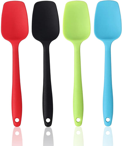 Silicone Spatula Set, Rubber Spoon Spatula for Baking, Heat Resistant Cooking Utensil, Flexible Silicone Spoon Baking Mixing Tool Cooking Gadget (4-Piece)