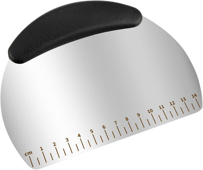Professional Stainless Steel Dough Cutter and Scraper Combo - 2-in-1 Baking Tool for Bread, Pizza & Pastry | Multi-Use Bench Scraper with Kitchen Utensils Grip (Heavy Duty Dough Tool) (Silver/cream)