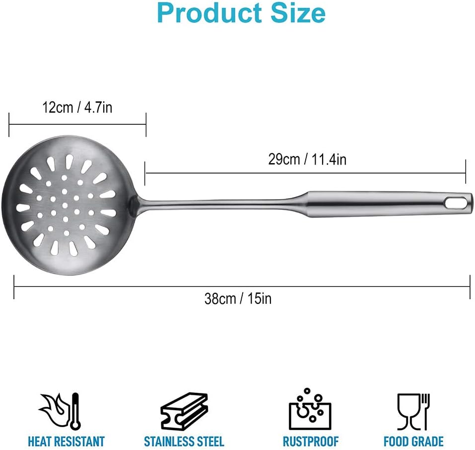 Spider Strainer Skimmer, Swify Stainless Steel Asian Strainer Ladle Frying Spoon with Handle for Kitchen Deep Fryer, Pasta, Spaghetti, Noodle, 5.5 Inch