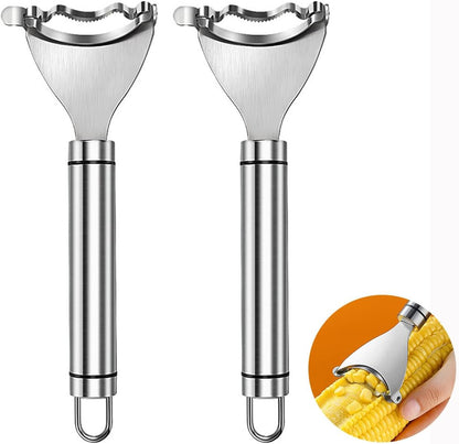 Corn Peeler for Corn on the Cob,Corn Kernel Remover Tool,Corn Cob Stripper Stainless Steel(2 Pcs) (2)
