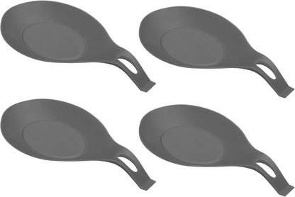 uxcell Silicone Spoon Rest, 7.68" x 3.74" Heat Resistant Kitchen Utensil Holder Spatula Ladle Rest for Counter Stove Top, Black 8Pcs