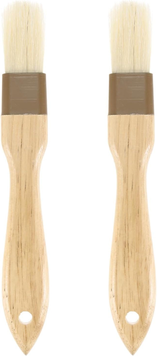 M METERXITY 2-Pack Pastry Brush, Wooden Handle Natural Bristle Basting BBQ Oil Brush for Cooking/Barbecue/Kitchen [3"]