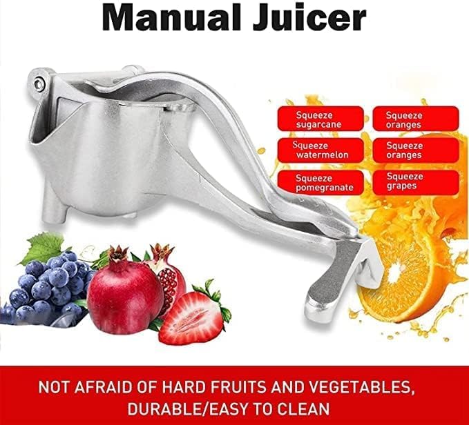 Manual Hand Press Fruit Juicer with Heavy Quality Detachable Lever for Citrus Lime Juicer or Orange Juicer, Steel Handle Juicer for Instant Juice (Aluminium, Silver