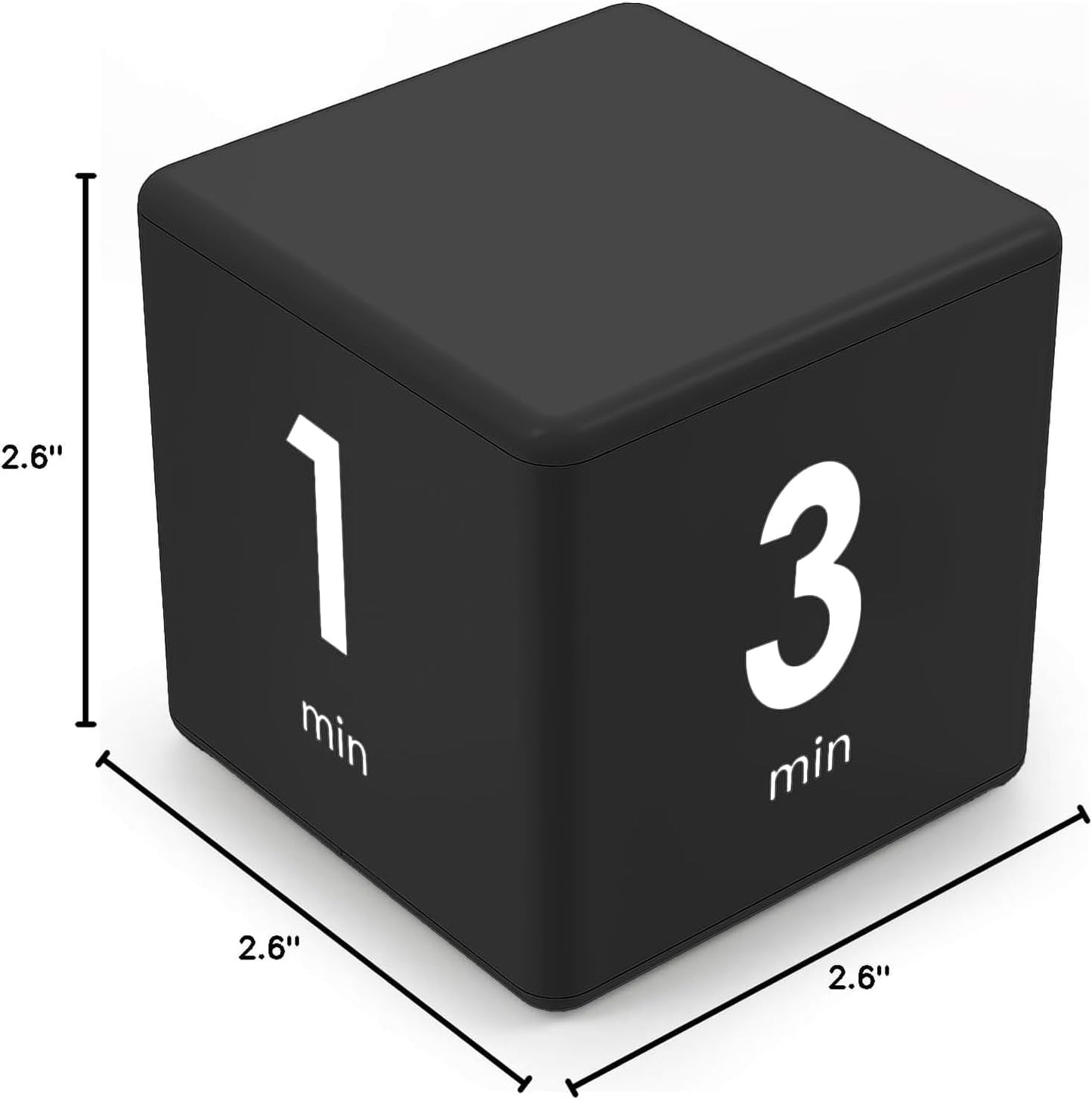 Cube Timer Black,Pretmess Gravity Flip Kitchen Timer for Time Management and Countdown Settings 1-3-5-10 Minutes